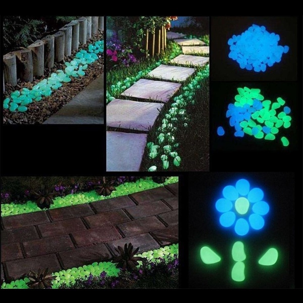 Garden Luminous Glowing Stone Glow In The Dark Pebbles