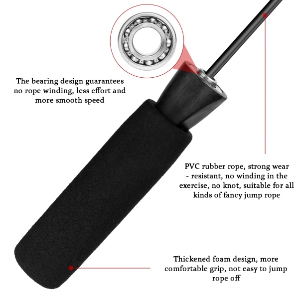 Adjustable Jump Rope Fitness Skipping Rope Soft Foam Handles for Exercise