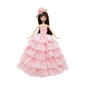 Inch Doll's Full Dress Five Layers Lace Strapless Dress And Hat Romantic Clothing