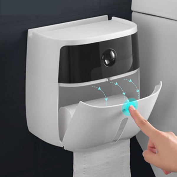 Modern Bathroom Wall Mounted Shelf Storage Box Toilet Paper Dispenser