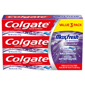 Colgate MaxFresh KnockOut Toothpaste Mint Fusion – 6.0 Ounce (3 Pack)